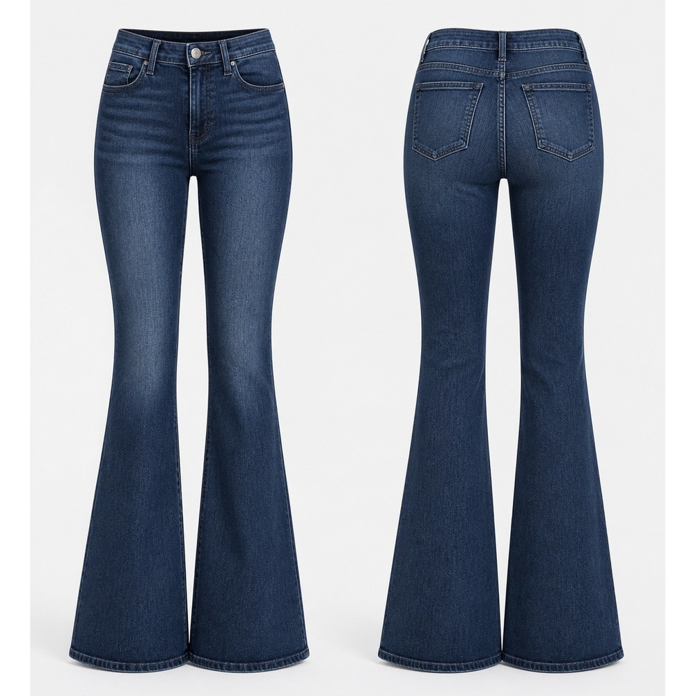 FRAME Denim Forever Karlie Flare Jeans Blue 32 Stretch Cotton Tall Long Boho NWT